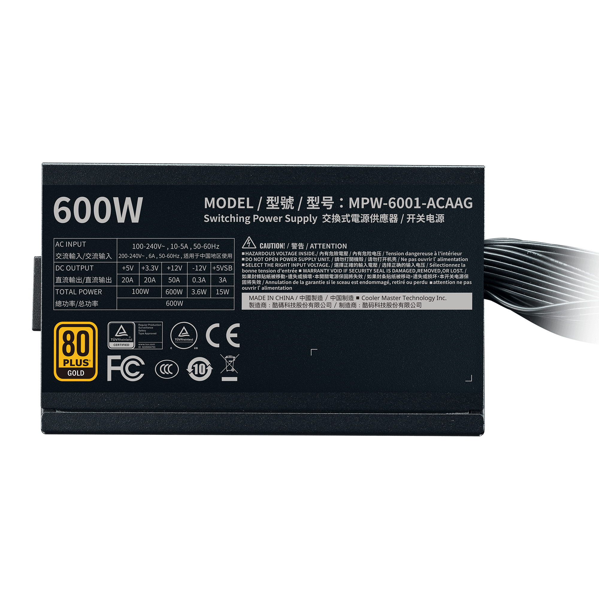 G600 Gold Entry Level 80 Plus Gold ATX Power Supply Unit image number 4